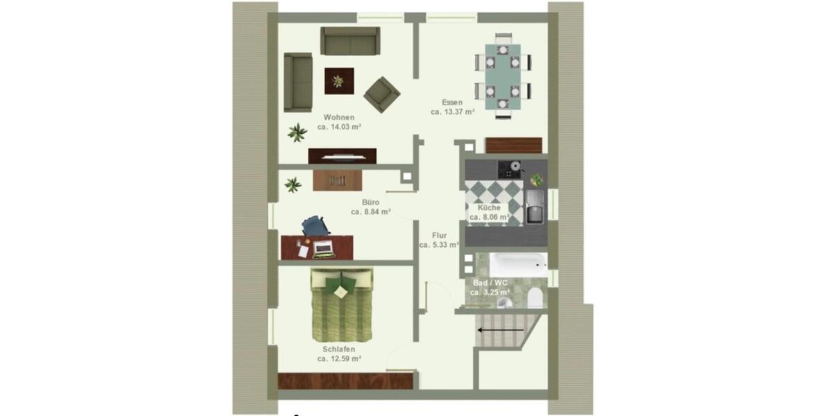 Dachgeschoßwohnung Saarbrücken Dudweiler - 3 Zimmer, 65 m&sup2;, 700&euro; | Angebot:25936035