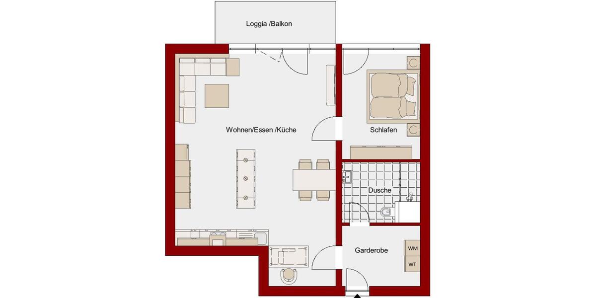 Etagenwohnung Höheinöd - 2 Zimmer, 74 m&sup2;, 990&euro; | Angebot:25851470