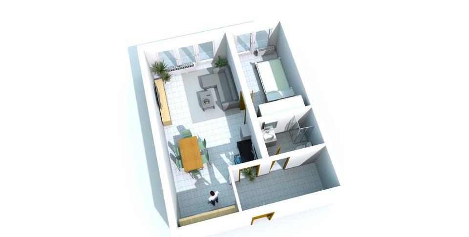 Terrassenwohnung Saarbrücken Kieselhumes - 2.5 Zimmer, 64 m&sup2;, 830&euro; | Angebot:25637823