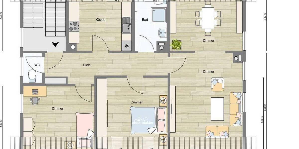 Etagenwohnung Saarbrücken Alt-Saarbrücken - 3 Zimmer, 98 m&sup2;, 950&euro; | Angebot:26897076