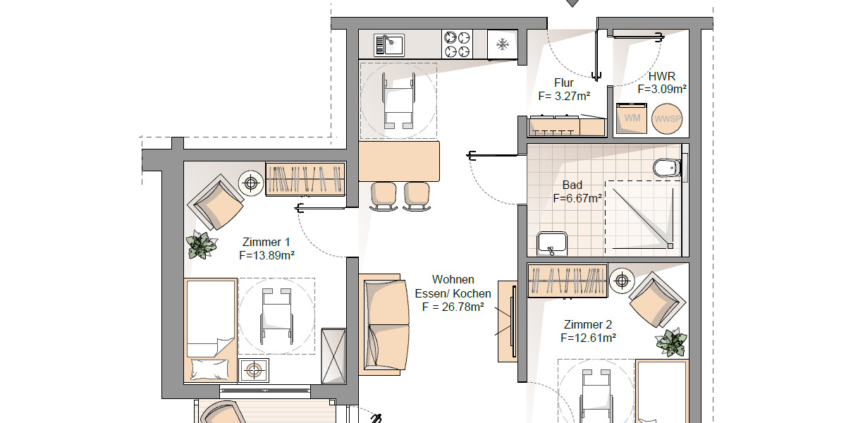 Etagenwohnung Schiffweiler - 3 Zimmer, 67 m&sup2;, 243.585&euro; | Angebot:25707603