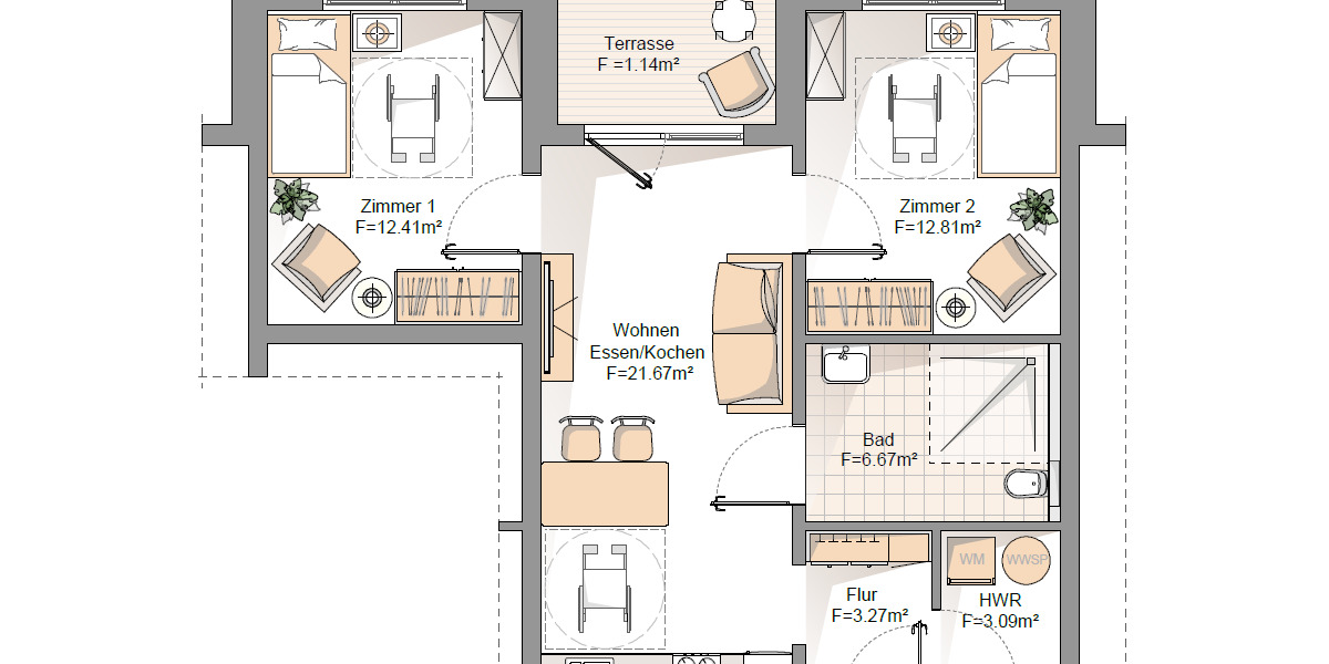 Etagenwohnung Schiffweiler - 3 Zimmer, 61 m&sup2;, 221.710&euro; | Angebot:25780759