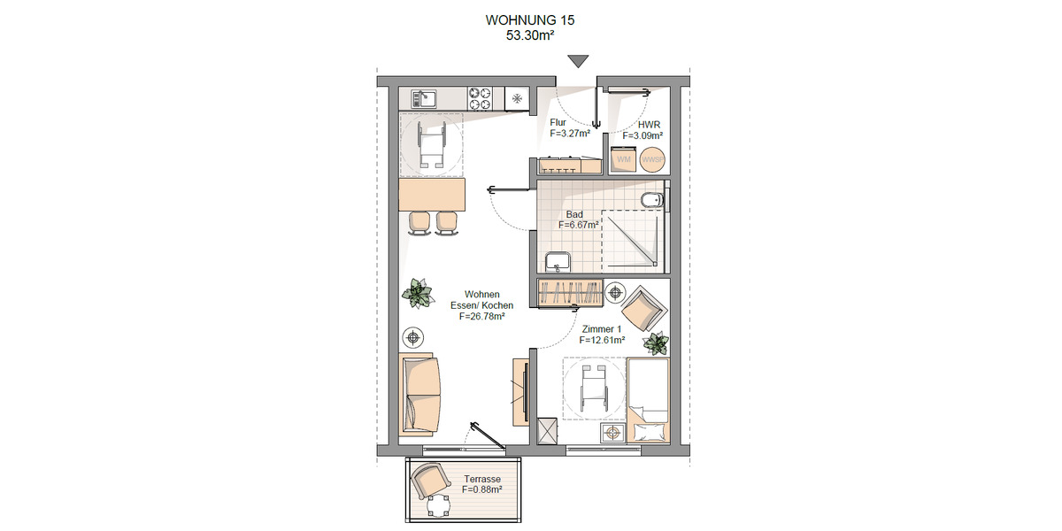 Etagenwohnung Schiffweiler - 2 Zimmer, 53 m&sup2;, 194.550&euro; | Angebot:25746647