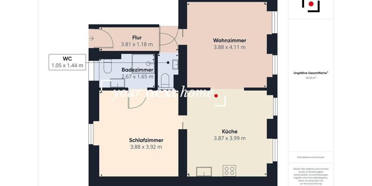 Etagenwohnung Neunkirchen Kohlhof - 2 Zimmer, 60 m&sup2;, 620&euro; | Angebot:25989026