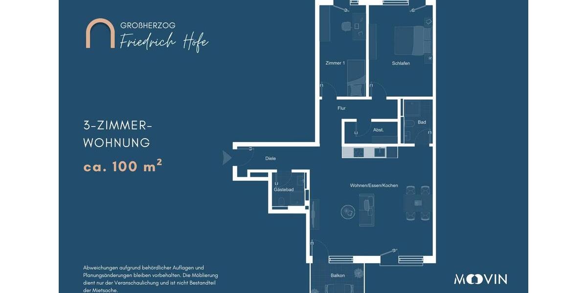 Etagenwohnung Saarbrücken - 3 Zimmer, 100 m&sup2;, 1.299&euro; | Angebot:26270661