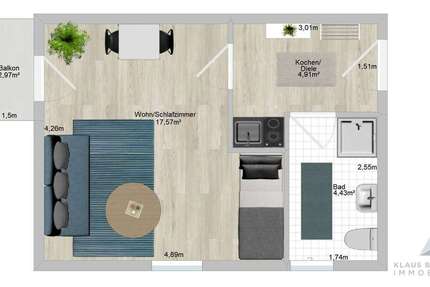 Wohnung Zweibrücken - 1 Zimmer, 33 m&sup2;, 56.000&euro; | Angebot:27302757